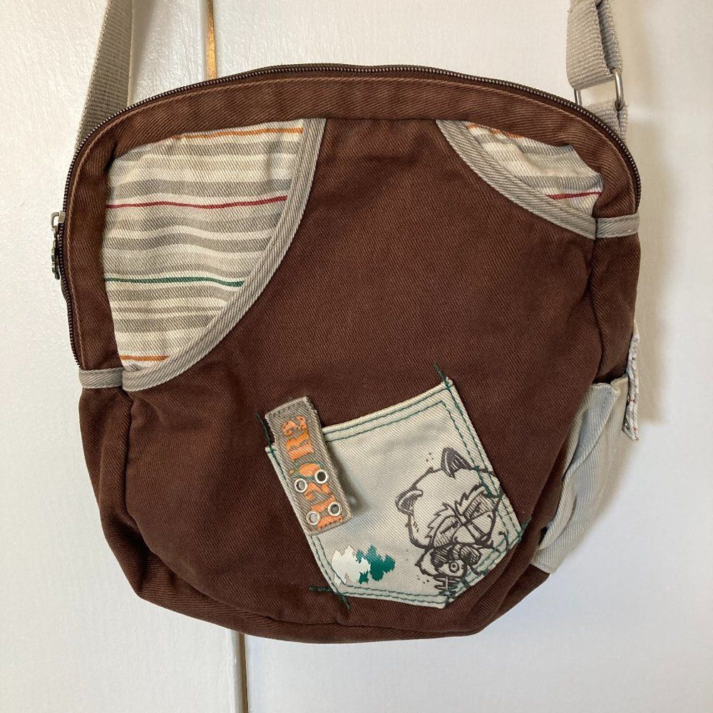 Wanted Brown and Cream Baby Bag with Pocket Detail